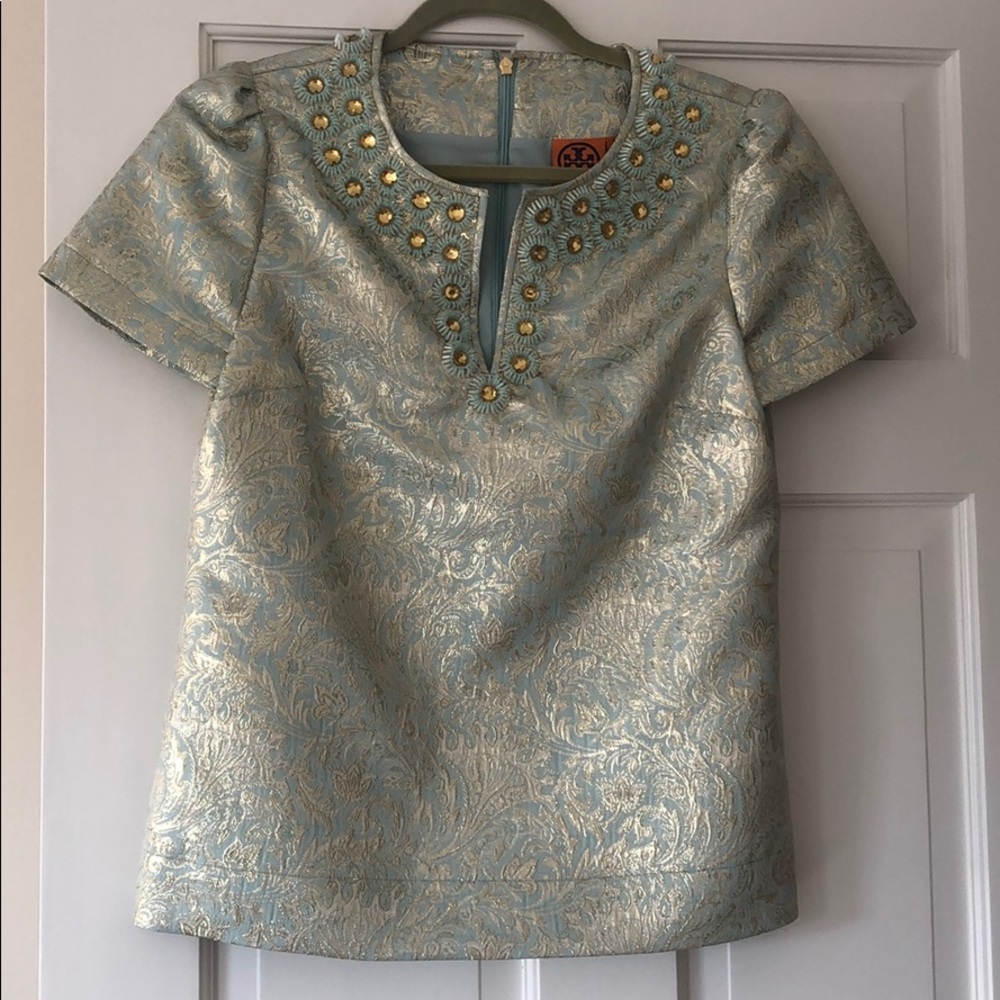 Tory Burch Brocade Embroidered Top